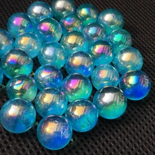 Blue  Rainbow aura sphere titanium quartz crystal ball healing 10pcs sx32