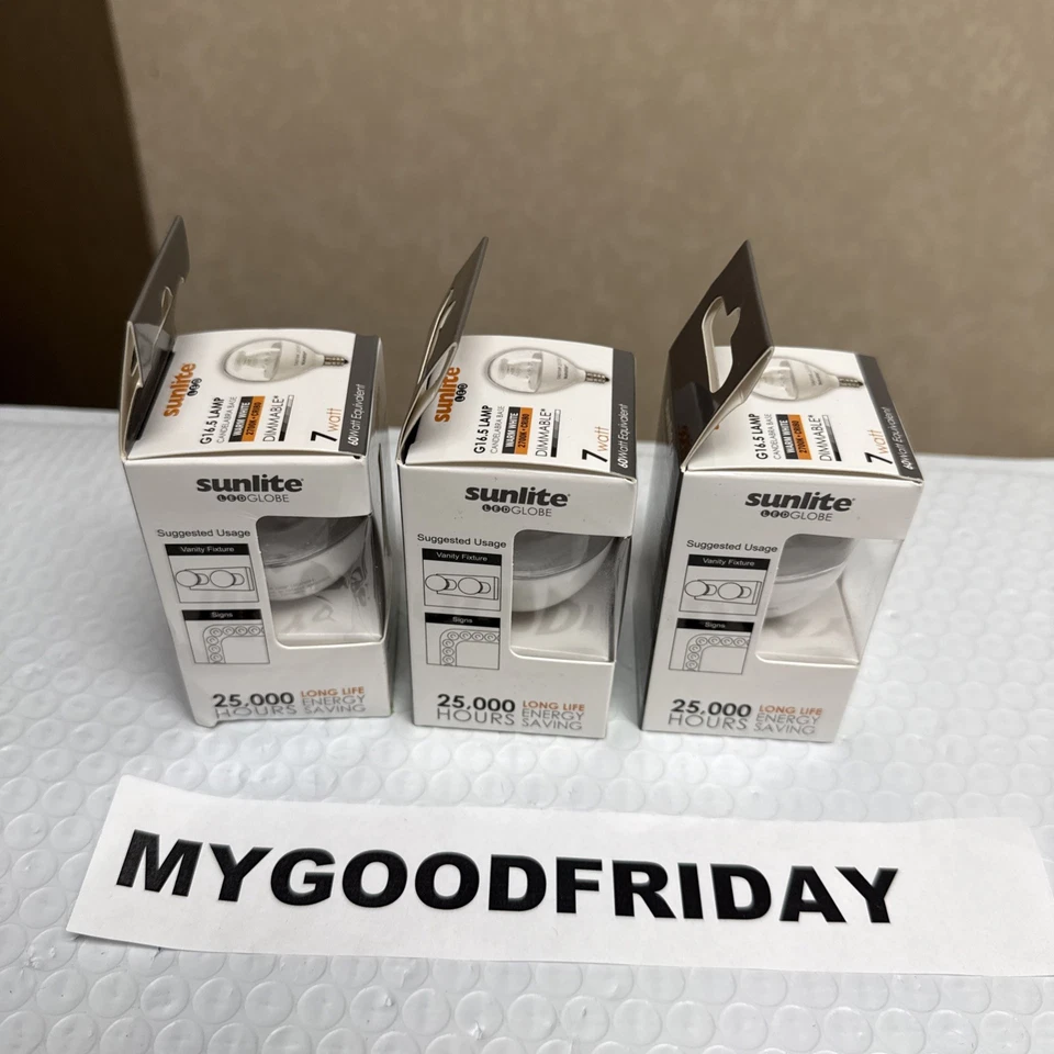 3 Pack Sunlite Dimmable Candelabra Lamps Clear Warm White LED 40 Watt G16.5 120V - Image 4 of 4