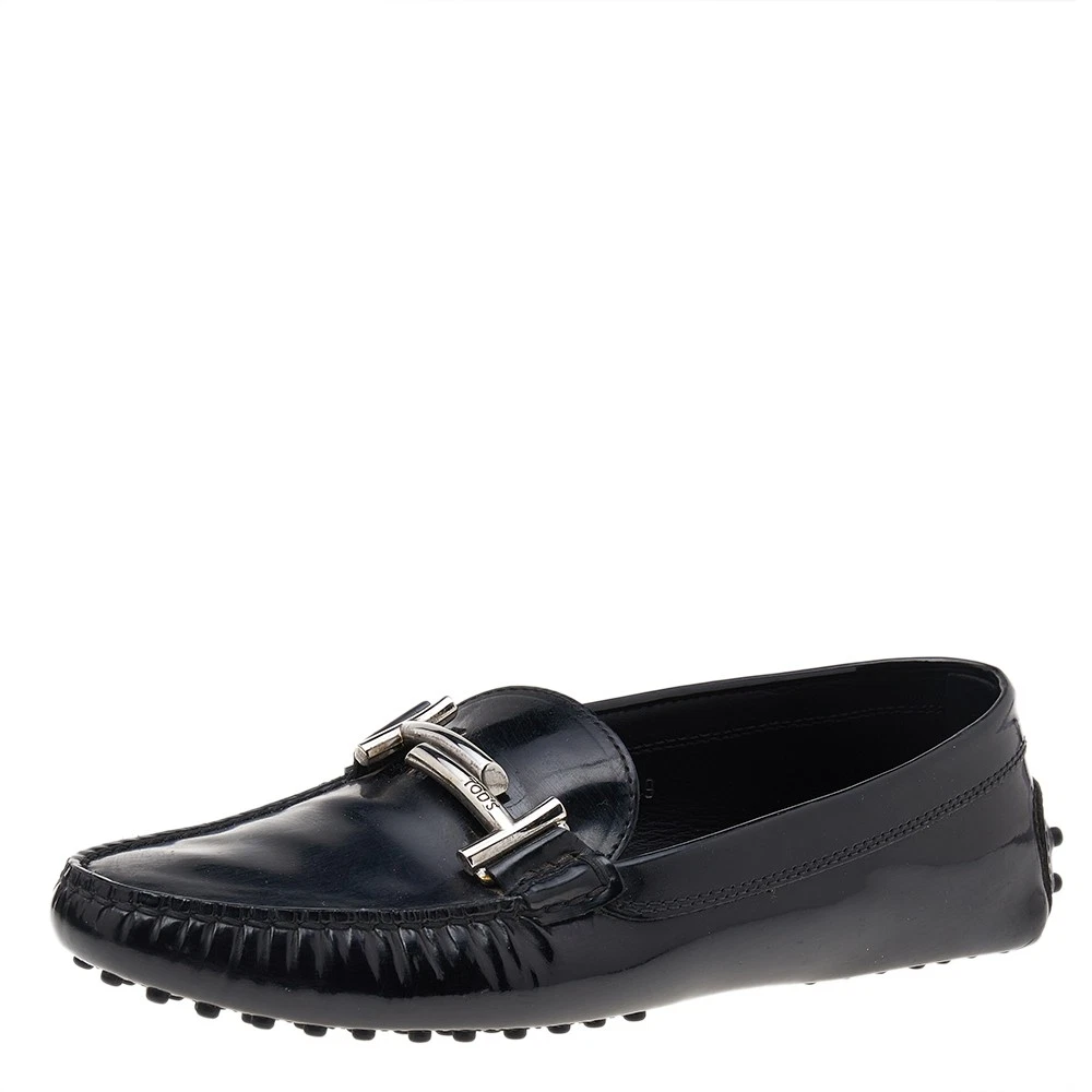 TOD’S Mocassini slip on neri in pelle verniciata Tod's taglia 39