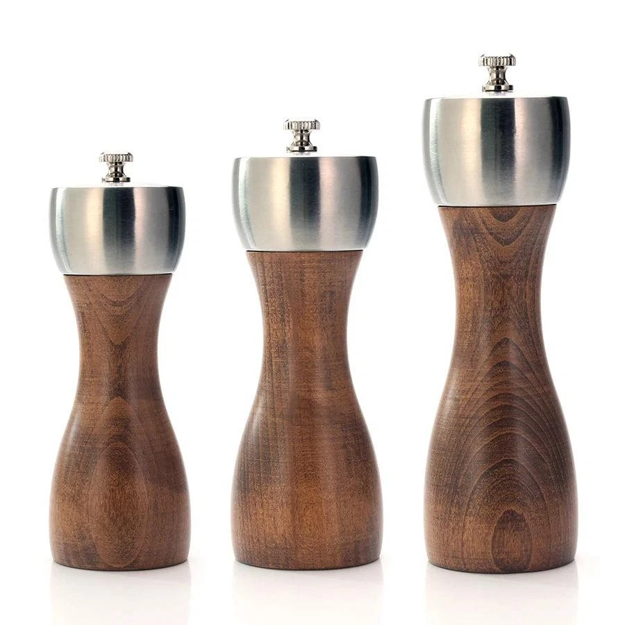 Premium Beech Pepper Mill, Salt and Pepper Grinder - Precision Carbon Steel Roto