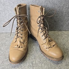Laredo USA Womens Sz 10 M Tan Lacer Packer Western Granny Riding Leather Boots