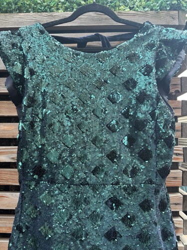 Zara Sequin Mini Dress - Size XL (UK 14) - Emerald Green - Picture 3 of 13