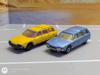 Konvolut 2x Matchbox Superfast Citroen CX Break blau + gelb, Maßstab ca. 1:64