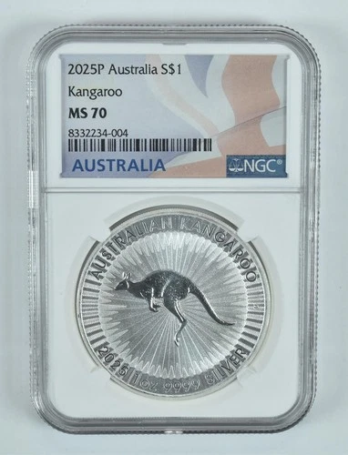 2025 P Australia 1 Dollar Silver Kangaroo MS70 NGC Australia Label *2868