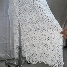 White Crochet Lace Maxi Skirt Sheer Boho Festival chic whimsical Sz Small
