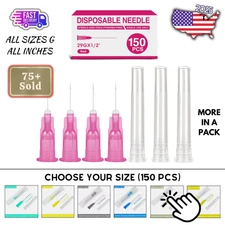 16 18 21 22 23 25 27 29 30 Gauge Needle Inch Luer Lock Disposable Sterile 150 Pc
