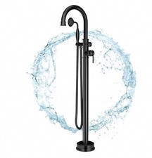 Superflo Freestanding Matte Black Tub Faucet With Hand Shower