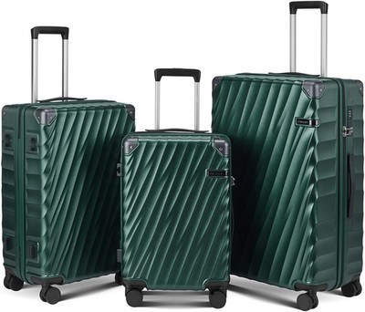 Stylish 3-Piece Charcoal Metallic Luggage Set with Spinner Wheels & TSA Lock