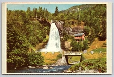 Vtg Postcard Steinsdalsfossen Waterfall in Norheimsund Hardanger Norway Unposted