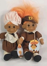 Vintage Russ Thanksgiving Pilgrim Troll Dolls Pilgrim Boy Girl 6"