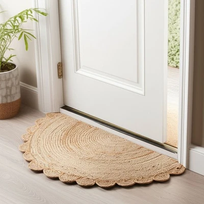 Door Runner Rug Handmade Floor Door Mat for Stairs Doors Half Circle Jute Mat - Image 1 of 4