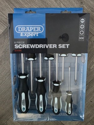 Y34.  Draper 63589 Draper Expert Schwerlast Soft Grip Schraubendreher Set (8 Stück)