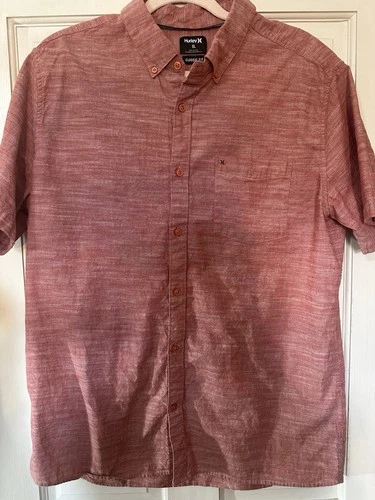 Hurley Mens XL Red Heather Short Sleeve Button Down Shirt Classic Fit NWOT image 2