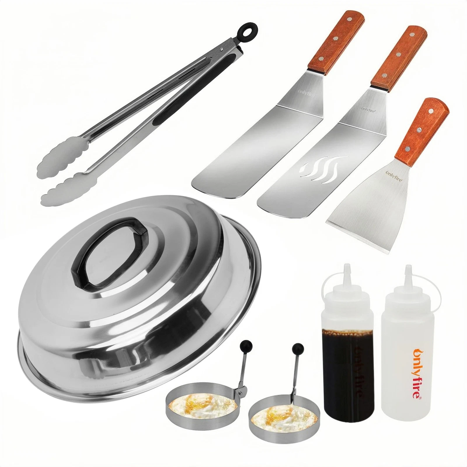 Onlyfire FPA-5117 Professional BBQ Griddle Spatula Tool Kit Great for silver