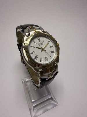 Pulsar Quarz Herrenuhr V722-6120 Edelstahl Bicolor Weißes Zifferblatt