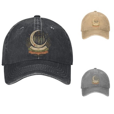 Crescent Moon Dad Hat Botanical Herb Print Baseball Cap