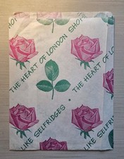Vintage Selfridges London Floral Shopping Bag With 1968 Receipt