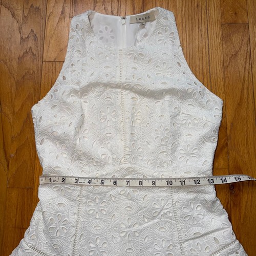 Robe sans manches neuve Lenon blanche à œillets dentelle volants à volants XS brunch mariée - Photo 10/11