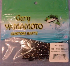 Gary Yamamoto 4.5" Lizard Soft Bait 13S-10-177 Smoke/Black Silver Flake