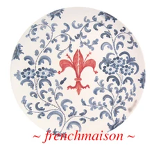 Italian FLORENCE FLAG TUSCAN Handmade Painted Ceramic FLEUR DE LYS DISH PLATE