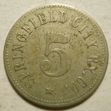Springfield City Railway (Illinois) transit token - IL795D