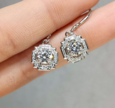 3Ct Lab Created Diamond Most Unique Drop & Dangle Earrings 14K White Gold Over