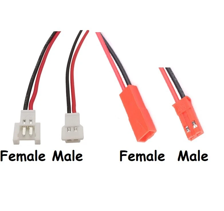 2 or 5 Molex to JST 2-Pin Red Male & Female Connector Adaptor Battery RC UK Made - Image 2 of 4