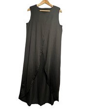 Sleeveless Black Draped Maxi Dress With Tank Asymmetrical Front Panel flaw