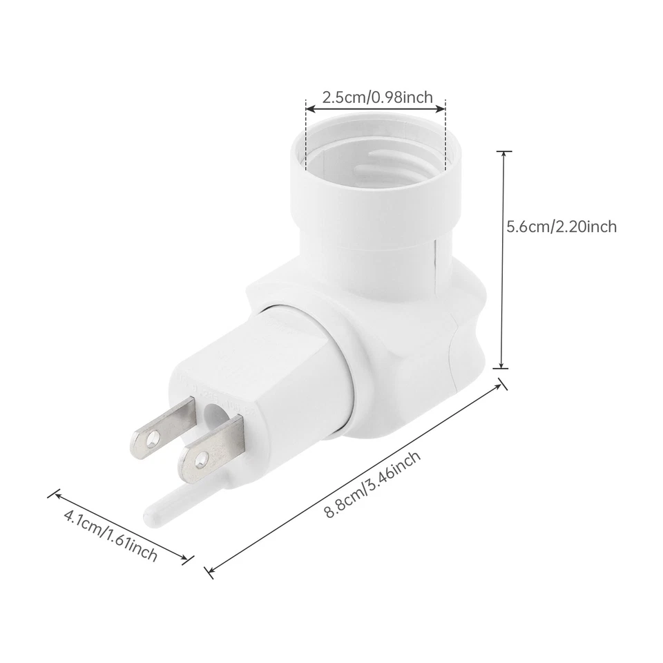 E26/E27 Plug in Light Socket 3-Prong Outlet Socket Adapter 360 Degrees Rotatable - Image 2 of 4