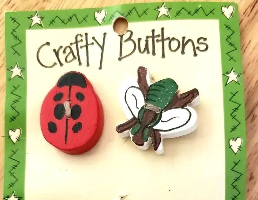 Crafty Productions Buttons BUGS Insect Buttons ~ 4 Pk ~ Ladybug, Ant, Butterfly Foto 2 de 4