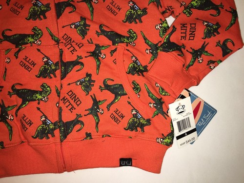 NWT $44 PAUL FRANK Dino Mite The collection hoodie jacket BOY size 4 orange - Picture 3 of 5