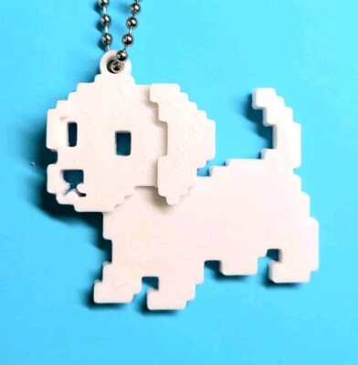 keychain 8bit Pixel Dog Doggy Cat Kitty 3d Print Key ring Nametag Pendant Meme