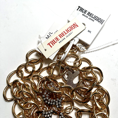 NWT Original TRUE RELIGION Rhinestone Horseshoe Chain Belt 
