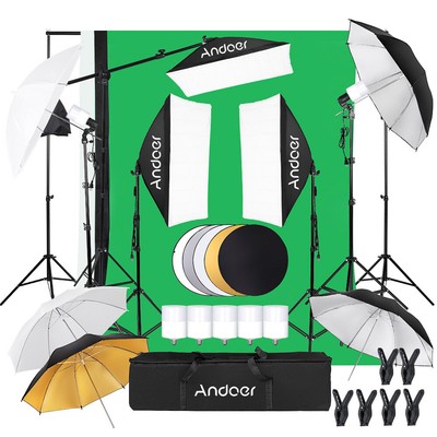 Photography Studio Backdrop Softbox Umbrella Continuous Lighting Stand Kit T1U8