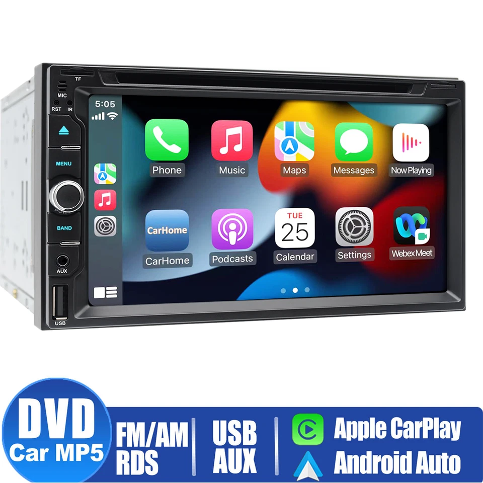 Backup Camera 7" 2Din Car Stereo Radio CD DVD Player Bluetooth CarPlay GPS Auto - Image 2 of 4
