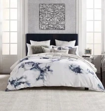 $500 MICHAEL ARAM BLUE MIST QUEEN DUVET COVER ABSTRACT WATERCOLOR BLUE NAUTICAL