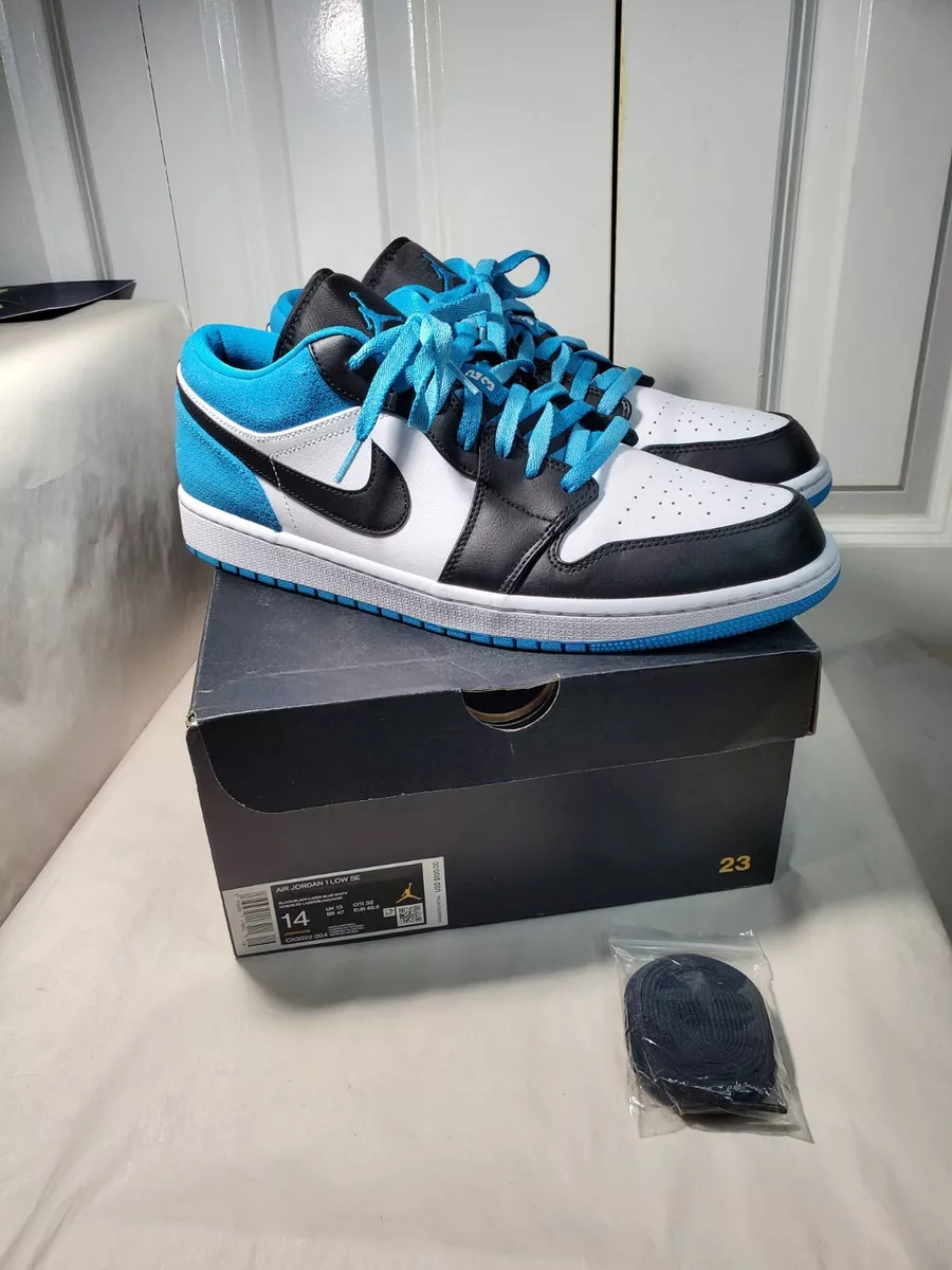 VNDS Nike Air Jordan 1 Low Laser Blue White Black Men's Size 14 CK3022-004