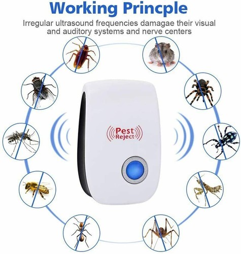 Electronic Pest Reject Control Ultrasonic Repeller Home Bug Rat Spider Roaches - Picture 5 of 13
