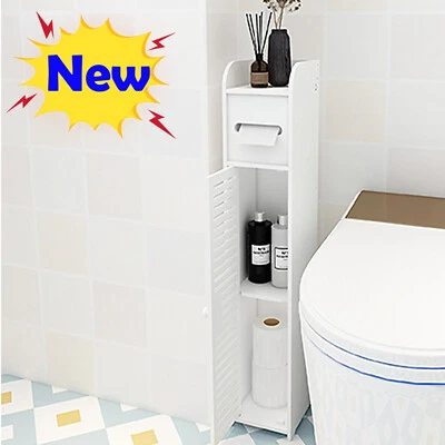 Bathroom Shelf Cabinet Cupboard PVC White Bedroom Storage Unit Free Standing UK