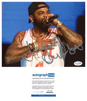 JIM JONES SIGNED THE DIPLOMATS WE FLY HIGH POP CHAMPGNE 8x10 PHOTO - ACOA COA