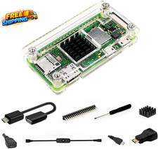 Raspberry Pi Zero Case Case for Raspberry Pi Zero 2 W with Heatsink HDMI Adapter