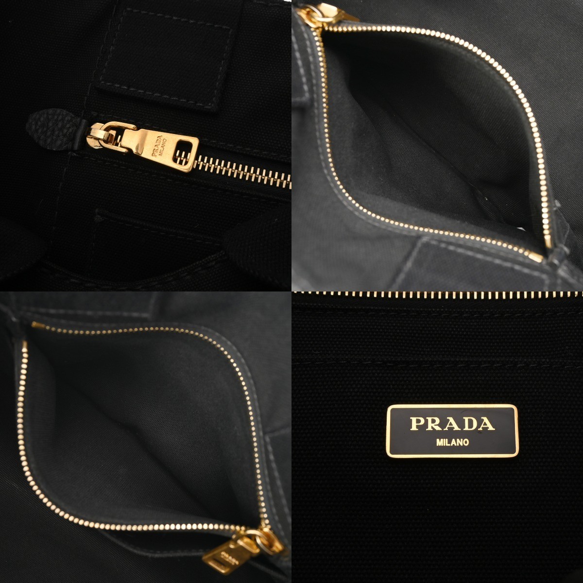 PRADA Canapa Tote Black Ladies Canvas Tote Bag AB Rank Used  from japan thumbnail 9