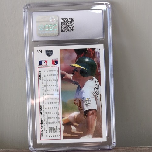 #444 RICKEY HENDERSON 1991 UPPER DECK HOF CGC 9 Mint - Picture 2 of 4