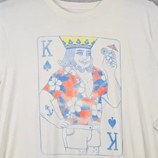 Lucky Brand King of Summer Shirt Mens XL White Casual Funny Cocktail NWT