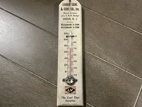 Vintage Wood Advertising Thermometer Lehigh Coal & Coke  Co Inc