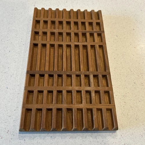 Vintage Teak Wood DANSK Lattice Trivet MCM Solid Teak Kitchenware Beautiful - product listing photo