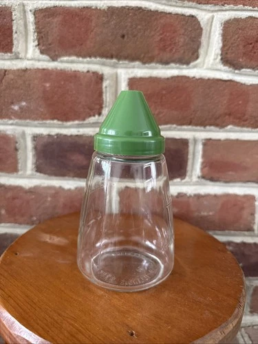 Vintage Federal Housewares Glass Sugar Dispenser w/Avocado Green Top Retro