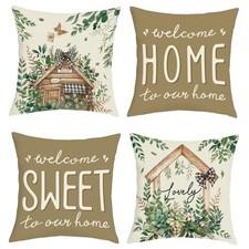 Farmhouse Home Sweet Home Throw Pillow Covers 18" x 18" Pack of 4 Cottage