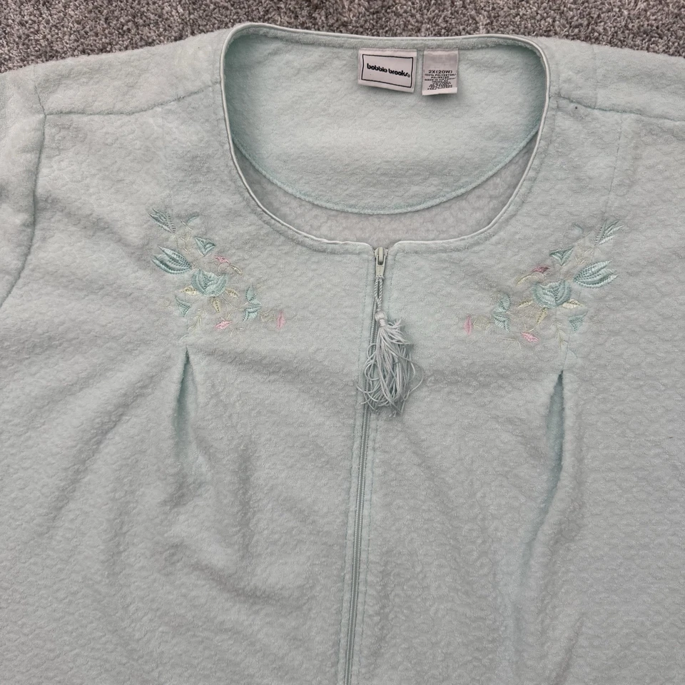 Bata de Colección Años 90 Para Mujer 2X Plus Cremallera Completa Camisón Acogedor Bordado Grandmacore Foto 3 de 4