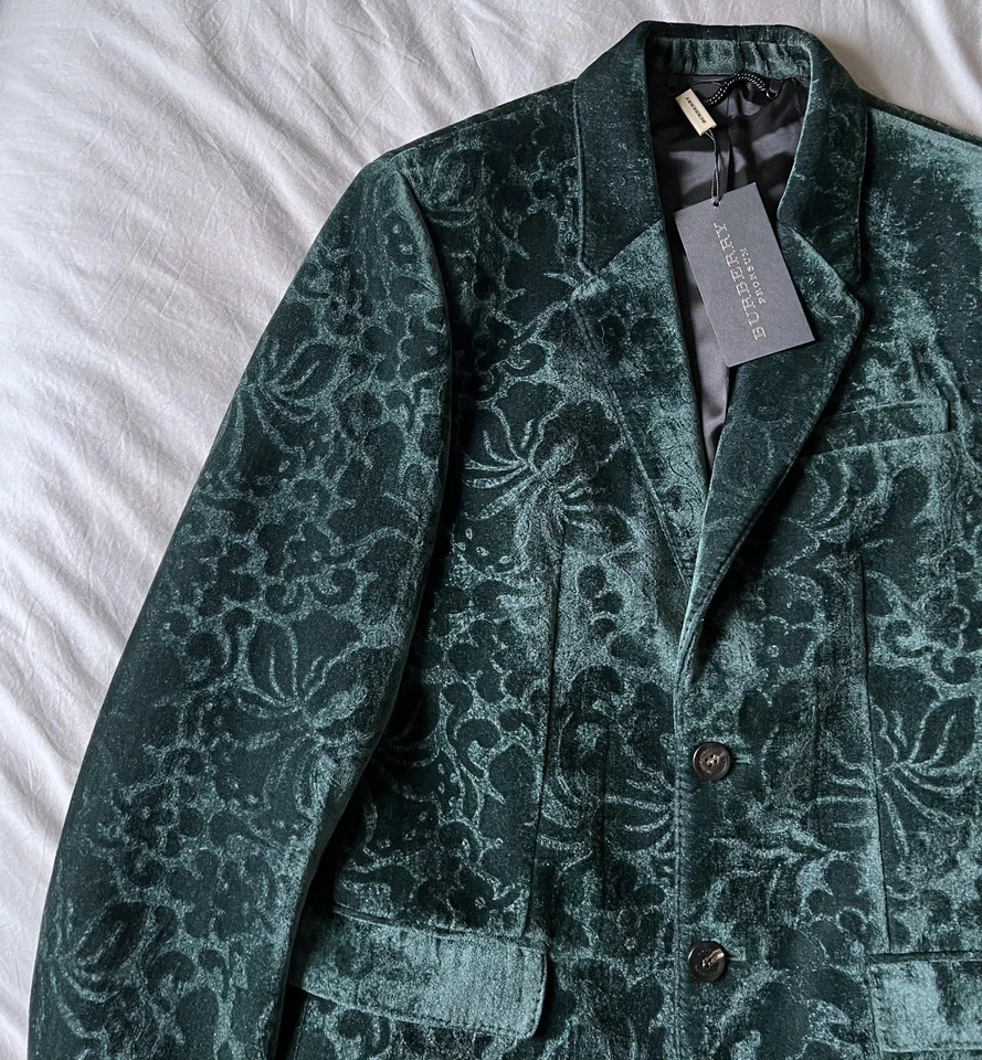 Burberry Prorsum Mens Baroque Velvet Blazer Jacket XS 44 Green Brit Vintage - Image 4 of 4